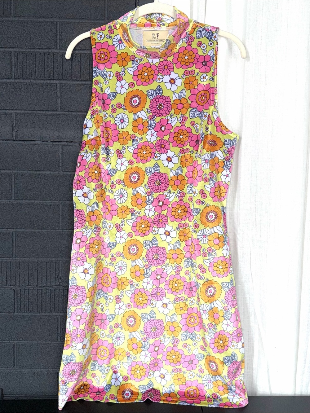 Fashion Brand Company Women's Size XL Sleeveless Mock Neck Mini Dress Floral